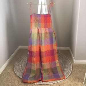 Smocked Linen Jumpsuit